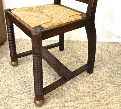 Victor Courtray Victor Courtray set of 6 brutalist oak and rush dinning chairs