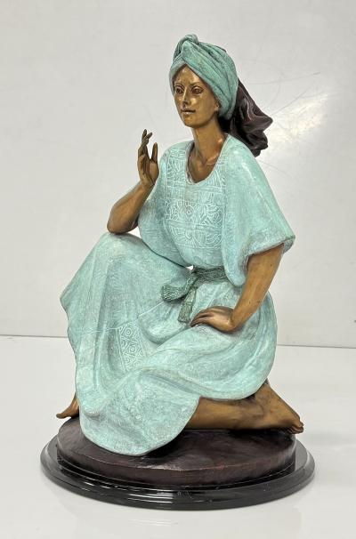 Victor Gutierrez Bronze Mujer Sentada Artist Proof Sculpture 1989