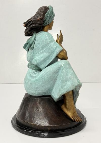 Victor Gutierrez Bronze Mujer Sentada Artist Proof Sculpture 1989