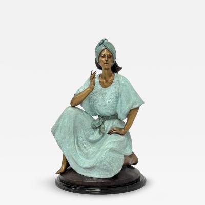 Victor Gutierrez Bronze Mujer Sentada Artist Proof Sculpture 1989