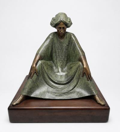Victor Gutierrez Limited Edition Bronze Seated Woman Sculpture Mexico 1981