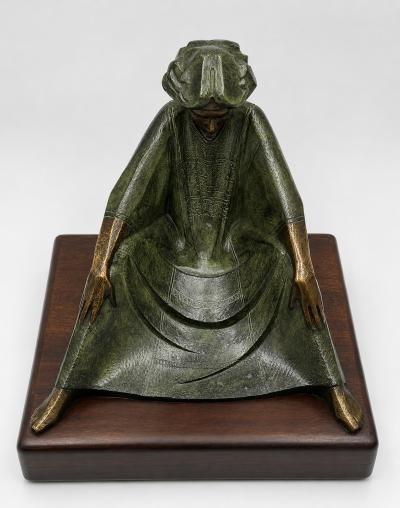 Victor Gutierrez Limited Edition Bronze Seated Woman Sculpture Mexico 1981