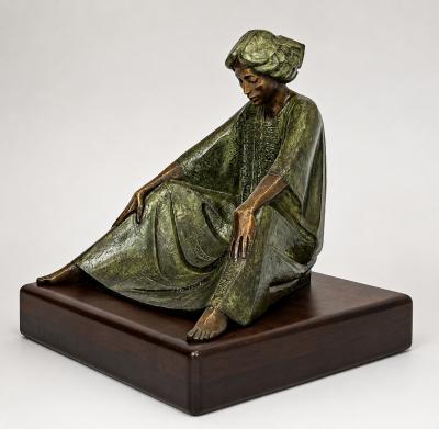 Victor Gutierrez Limited Edition Bronze Seated Woman Sculpture Mexico 1981
