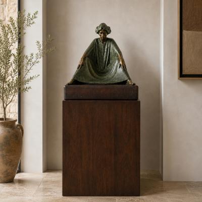 Victor Gutierrez Limited Edition Bronze Seated Woman Sculpture Mexico 1981
