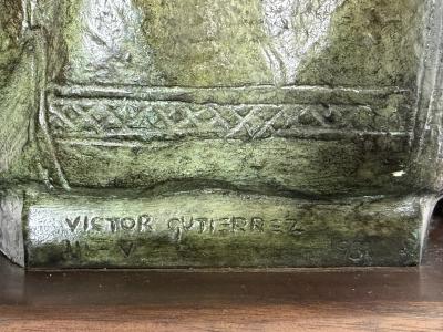 Victor Gutierrez Limited Edition Bronze Seated Woman Sculpture Mexico 1981