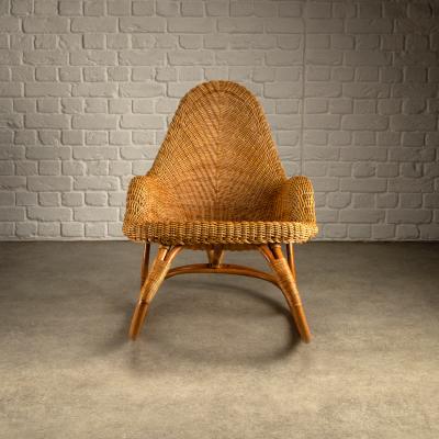 Victor Pierre Horta Wicker Art Nouveau Rocking Chair attr Victor Horta Belgium c 1905