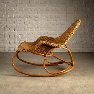 Victor Pierre Horta Wicker Art Nouveau Rocking Chair attr Victor Horta Belgium c 1905