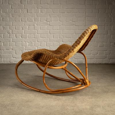 Victor Pierre Horta Wicker Art Nouveau Rocking Chair attr Victor Horta Belgium c 1905