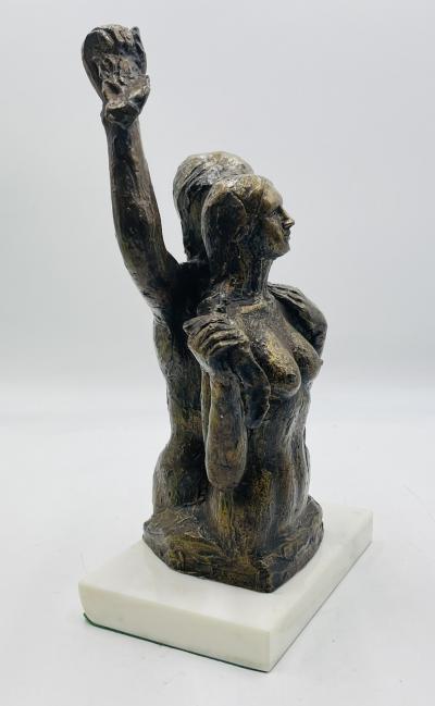 Victor Salmones Tiren la Primera Piedra Bronze Sculpture by Victor Salmones Signed Dated