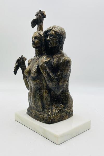 Victor Salmones Tiren la Primera Piedra Bronze Sculpture by Victor Salmones Signed Dated