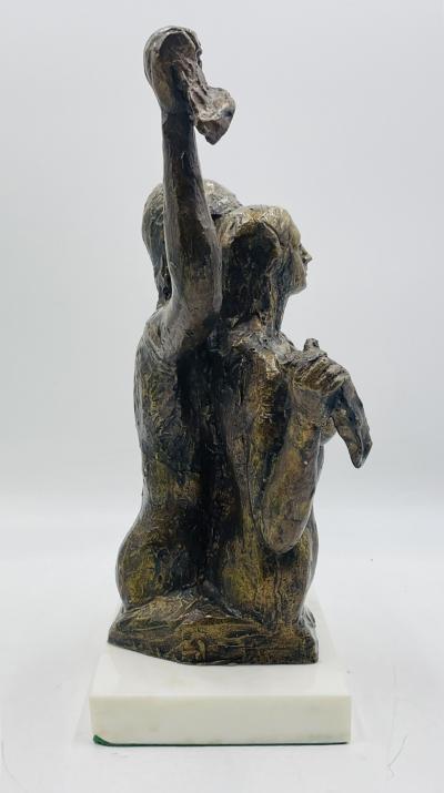 Victor Salmones Tiren la Primera Piedra Bronze Sculpture by Victor Salmones Signed Dated