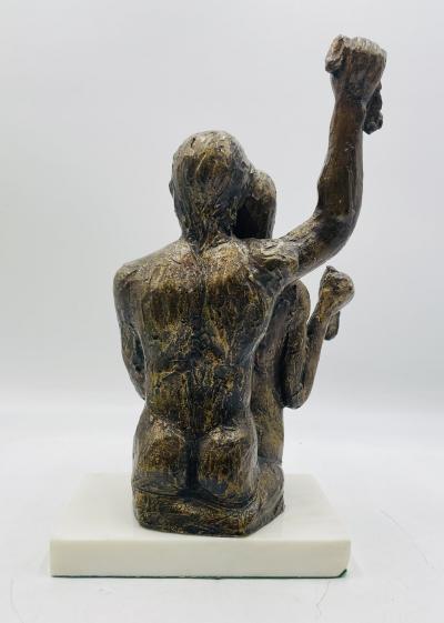 Victor Salmones Tiren la Primera Piedra Bronze Sculpture by Victor Salmones Signed Dated