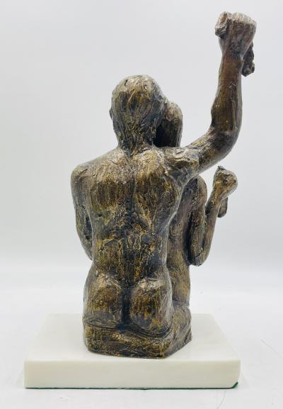 Victor Salmones Tiren la Primera Piedra Bronze Sculpture by Victor Salmones Signed Dated