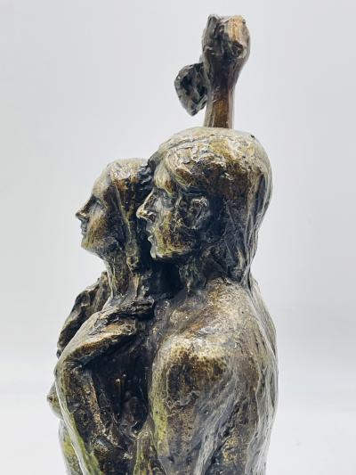 Victor Salmones Tiren la Primera Piedra Bronze Sculpture by Victor Salmones Signed Dated