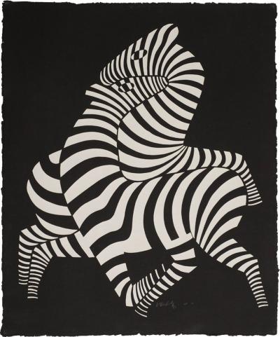 Victor Vasarely Victor Vasarely Black Zebra Lithograph Relief Edition of 150 1989
