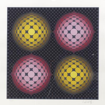 Victor Vasarely Victor Vasarely Mid Century Framed Serigraph