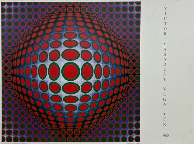 Vintage Victor Vasarely Op Art Silk Screen Print, 1968