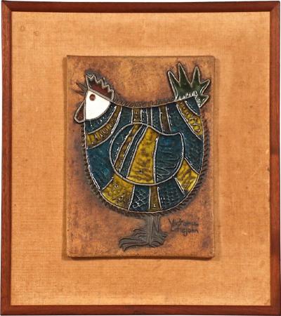 Victoria Littlejohn Ceramic Chicken Wall Plaque Art