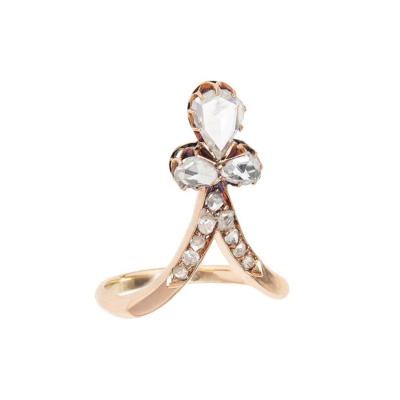 Victorian 14k Rose Cut Diamond Tiara Ring 0 60ct
