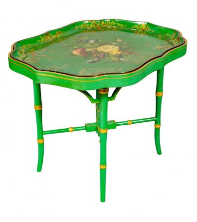Victorian Apple Green Papier Mache Tray Table by Jennens Bettridge s