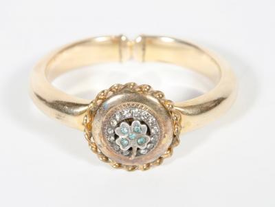 Victorian Bates and Bacon Gold Filled Bracelet with Diamonds and Emeralds