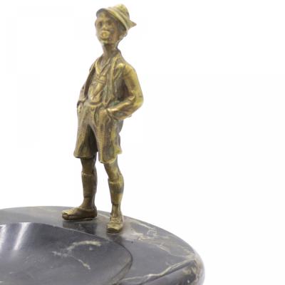 Victorian Black Marble Ashtray with Figure