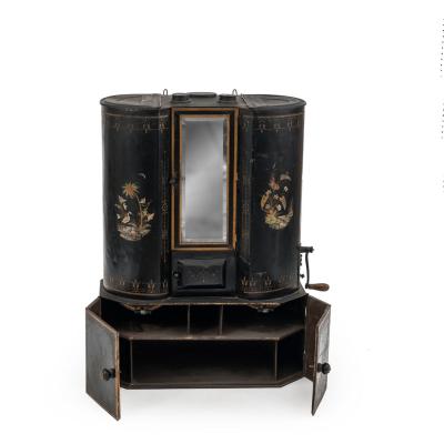 Victorian Black Tole Chuck Wagon Kitchen Cabinet