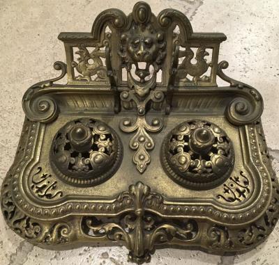 Victorian Brass Inkwell Circa 1870 1900