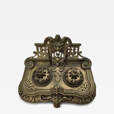 Victorian Brass Inkwell Circa 1870 1900