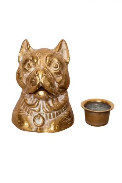 Victorian Brass Inkwell In The Form Of A Terrier
