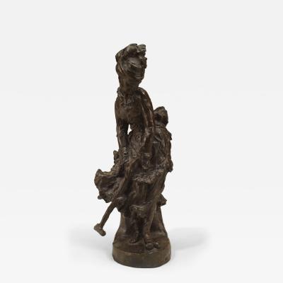 Victorian Bronze Croquet Woman