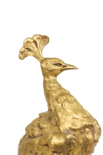 Victorian Bronze Dore Peacock Figure