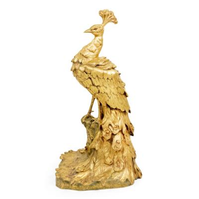 Victorian Bronze Dore Peacock Figure