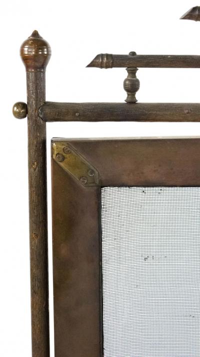 Victorian Bronze Faux Bamboo Fire Screen