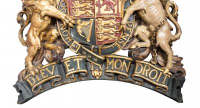 Victorian Carved Polychrome Coat Of Arms Of The United Kingdom