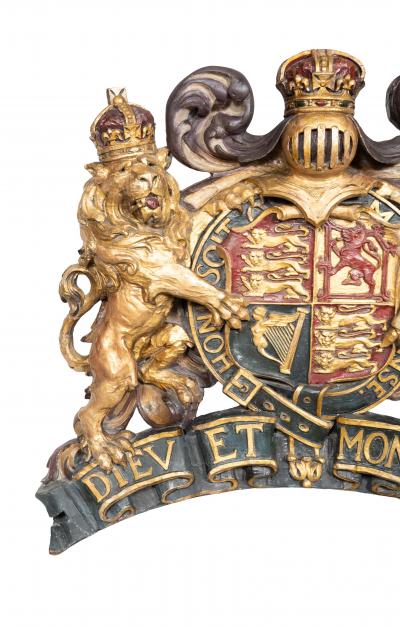 Victorian Carved Polychrome Coat Of Arms Of The United Kingdom