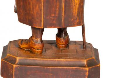 Victorian Carved Walnut Figural Tobacco Box