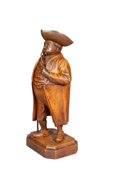 Victorian Carved Walnut Figural Tobacco Box