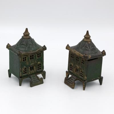 Victorian Cast Iron Pair of Vintage English Architectural Still Banks