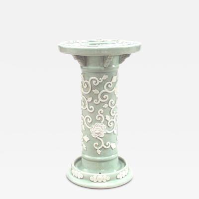 Victorian Celadon and Porcelain Umbrella Stand