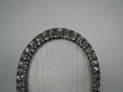 Victorian Classical Sterling Silver Jeweled Oval Picture Frame