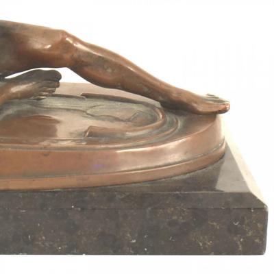 Victorian Copper Reclining Figure Scuplture
