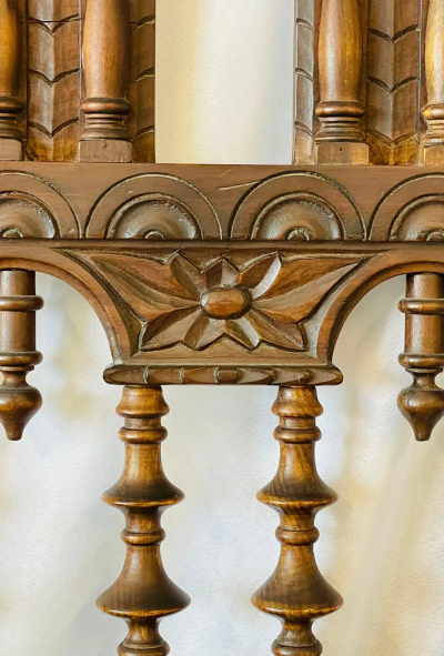 Victorian Eccentric Wooden Headboard Jacobian Style Walnut