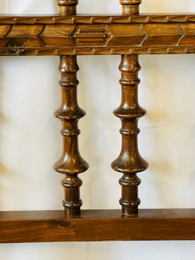 Victorian Eccentric Wooden Headboard Jacobian Style Walnut