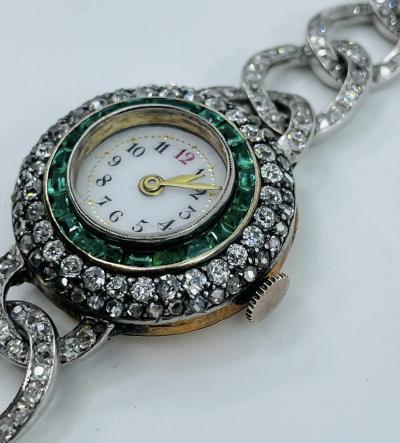 Victorian Emerald Diamond Watch