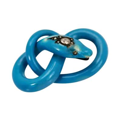 Victorian Enamel Diamond head Snake Brooch