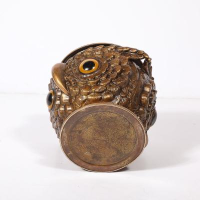 Victorian Era Gilt Bronze Glass Owl Jardiniere