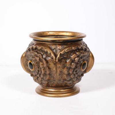 Victorian Era Gilt Bronze Glass Owl Jardiniere