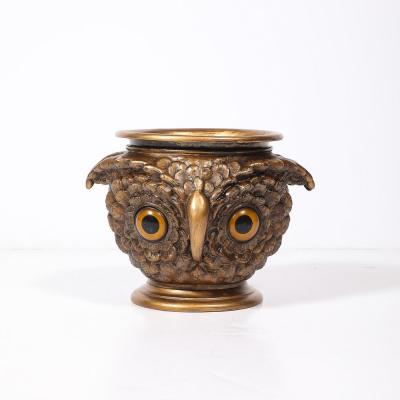 Victorian Era Gilt Bronze Glass Owl Jardiniere