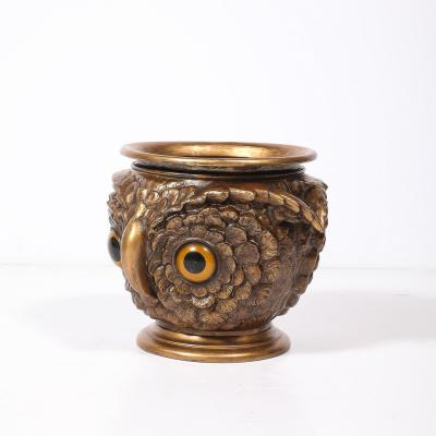 Victorian Era Gilt Bronze Glass Owl Jardiniere